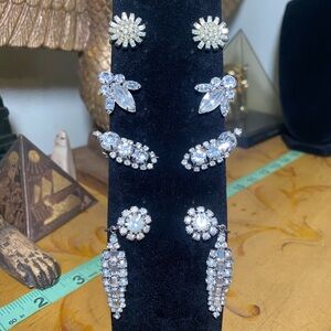 Vintage Rhinestone Earring Set - Clear Sparkle